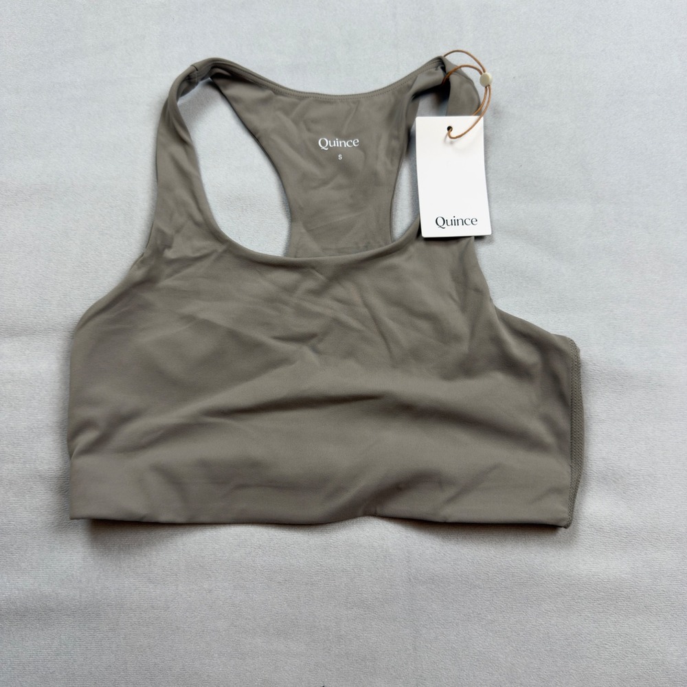 Quince Ultra-Form Scoop Neck‎ Longline Bra Morel Grey Small NWT